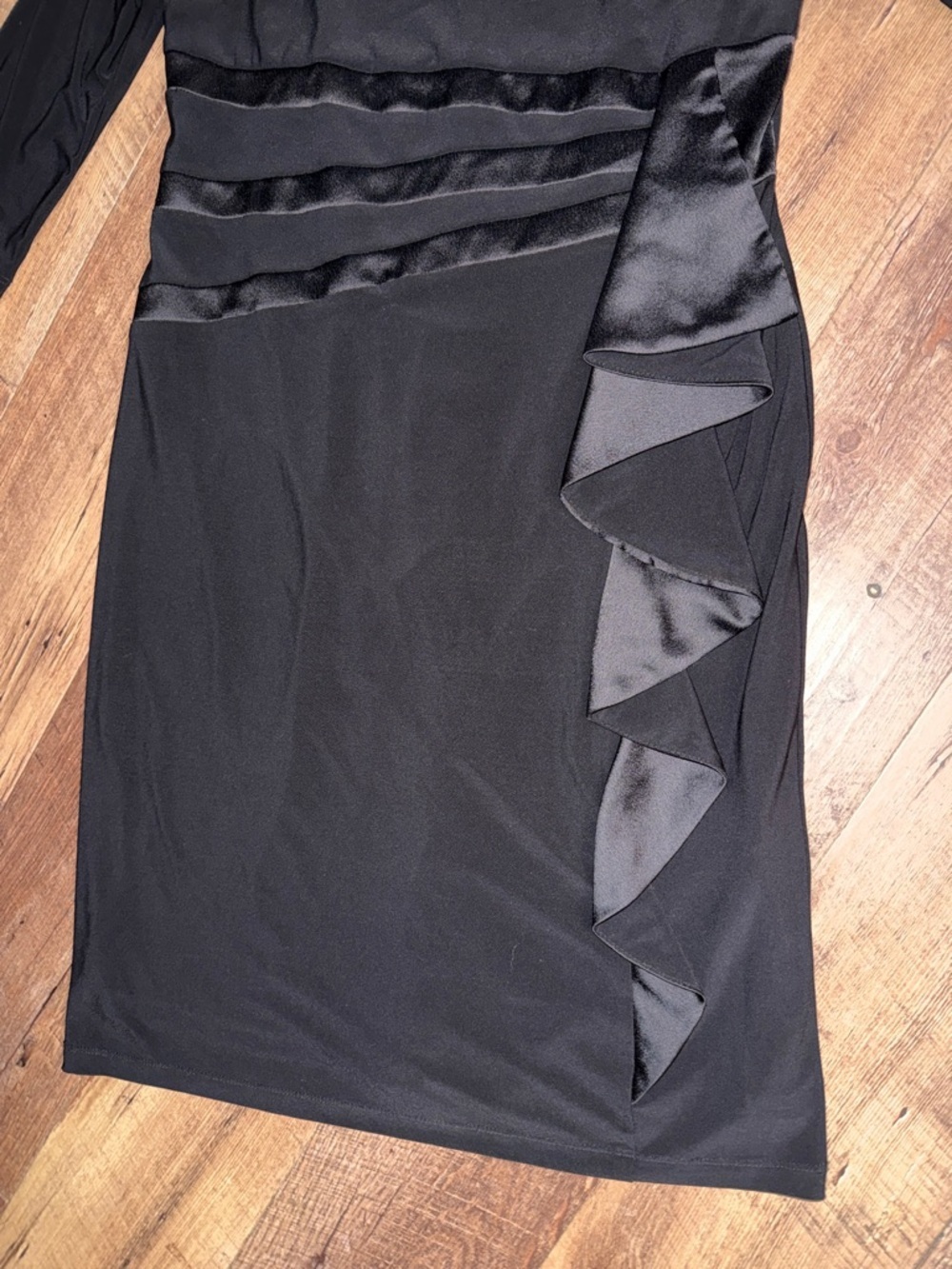 R&M Richards Black Ruffle Sheath Midi Dress - Picture 7 of 13